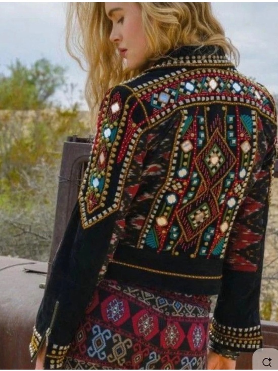 Double D Ranch Jackets & Blazers - Double D Ranch High Mountain Boho Studded Leather Jacket Size Large